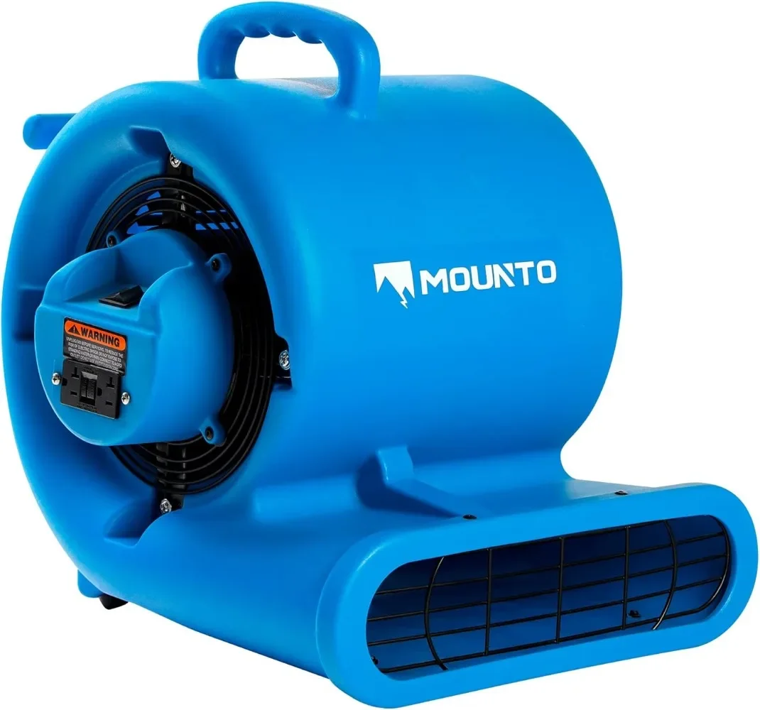 1/3hp Air Mover 2000cfm Carpet Dryer Blower - 3-Speed Air Mover W/Dual GFCI Outlet, 25ft Power Cord for Drying, Cooling