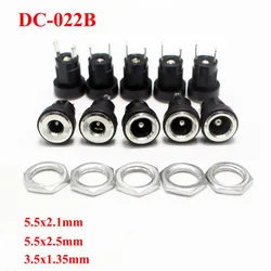 DC022B 3A12V 5.5 x 2.1 3.5x1.3 5.5*2.5mm DC Power Jack Supply Socket Connector DC Female 2Pin Panel Mount Connector Plug Adapter