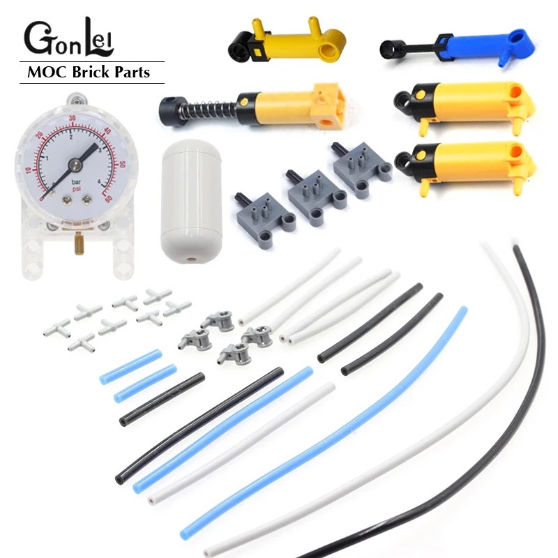 NEW Pneumatics Parts Pack Pneumatic Cylinder Pump Hose 19474 19478 Switch fit for 45400 BricQ Motion Prime STEAM Education Set