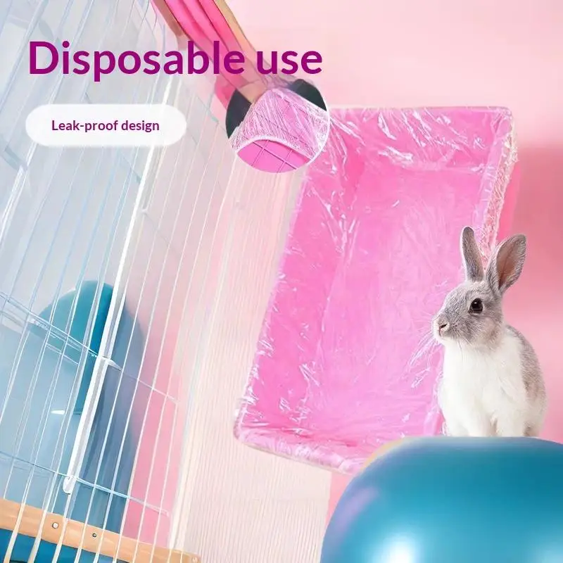 20Pcs Disposable Rabbit Cage Liner Pet Tray Plastic Mat Film Cover Replaceable Universal Toilet Film Small Animal Pet Poop Bag