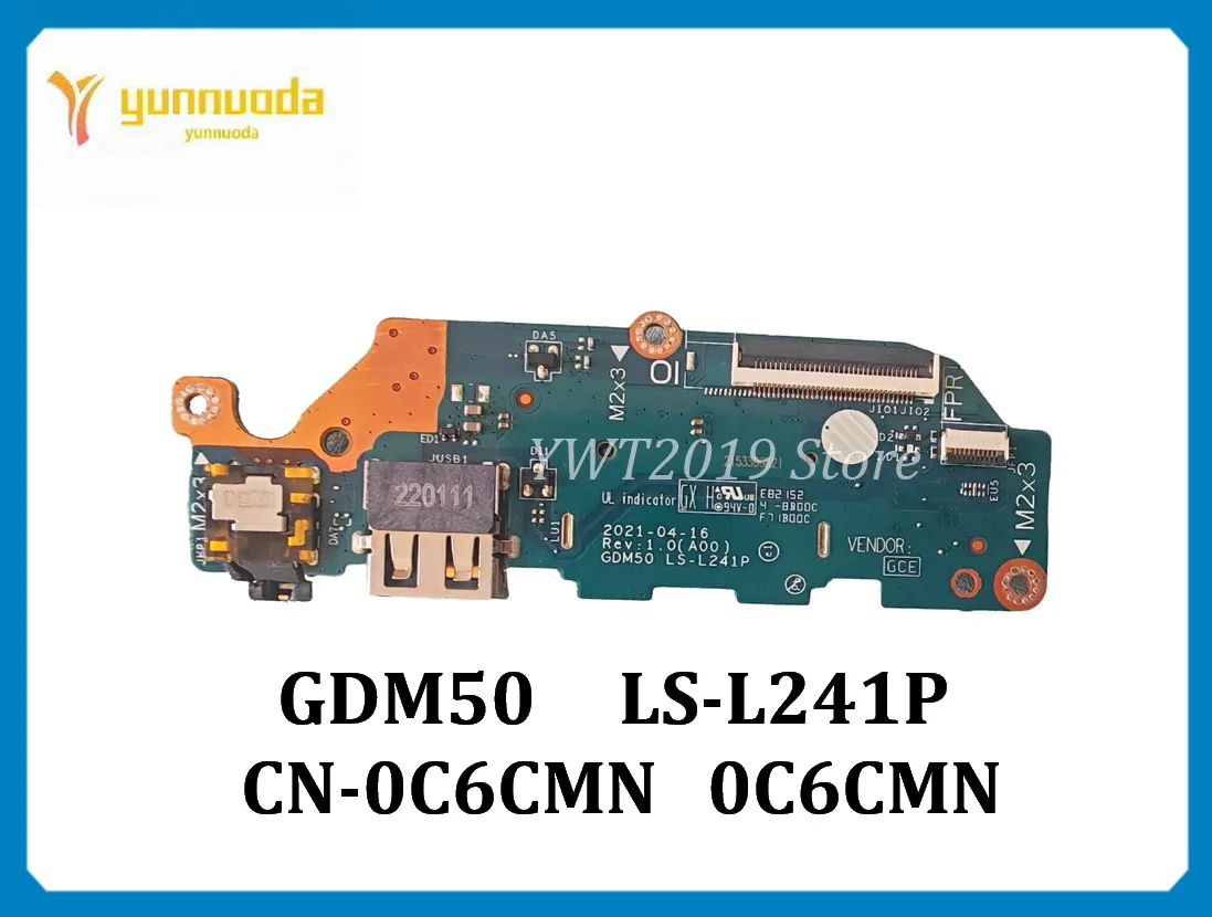 GDM50  LS-L241P For Dell Inspiron 3510 3511 Laptop Power Botton USB Audio IO Board  0C6CMN C6CMN Tested good
