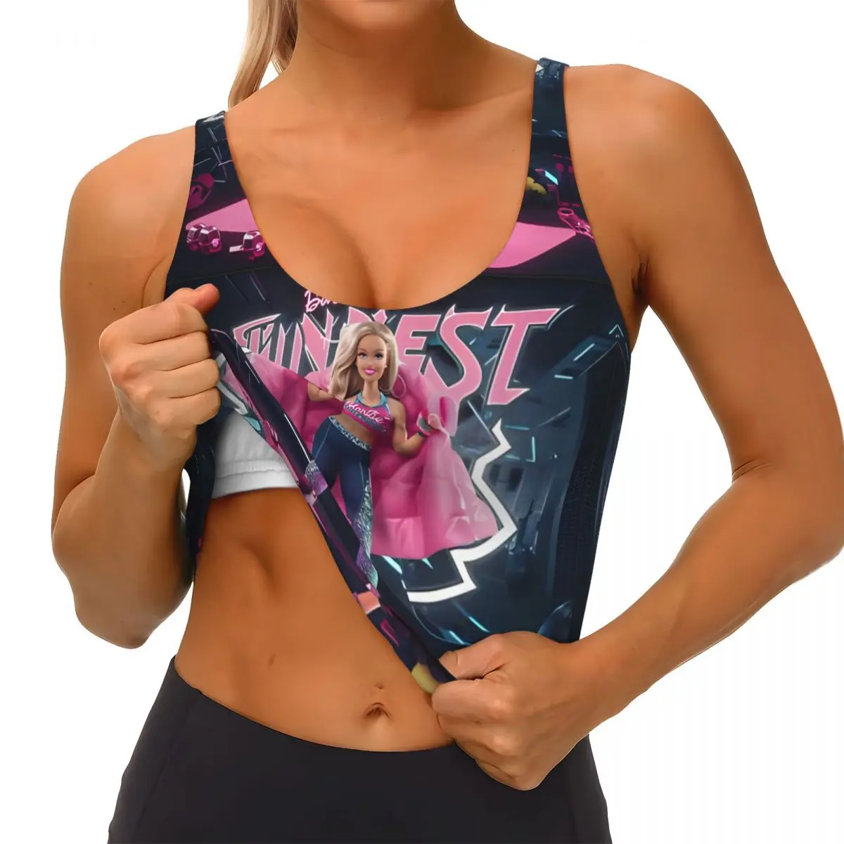 Fitness Barbie Barbell Gym Yoga Crop Tank Tops Pantalones cortos de entrenamiento Sujetador Fitness para mujer Trajes para correr