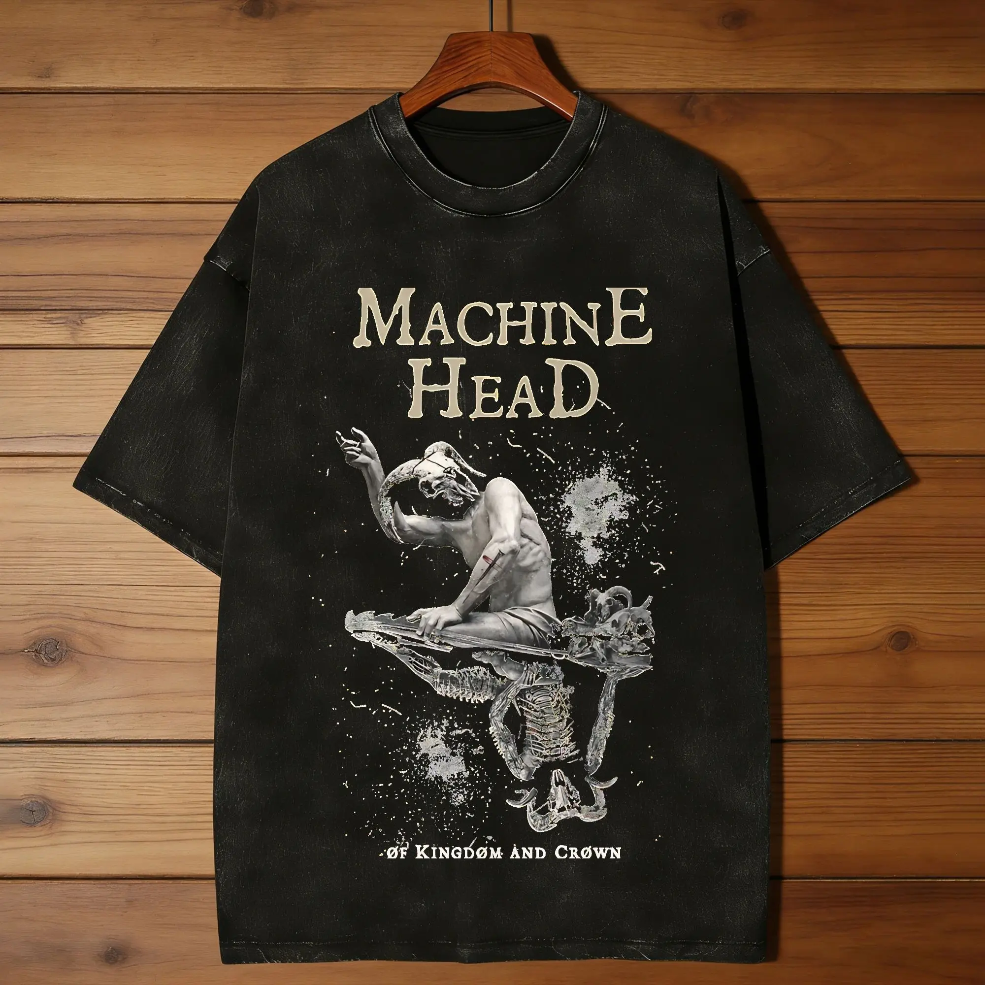 Machine Head Of Kingdom and Crown T-Shirts Men  Humor Cotton Tees O Neck Short Sleeve T Shirts Party Tops