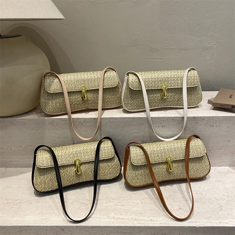 2026 New Women's Handbag Fashion High Quality Straw Single Shoulder Bag Classic Versatile Multi Functional Mobile Storage Bag