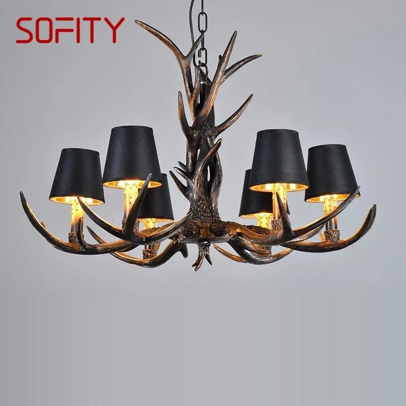 

SOFITY Nordic Antler Pendent Lamp American Retro Living Room Dining Room Villa Coffee Shop Clothing Store Decoration Chandelier