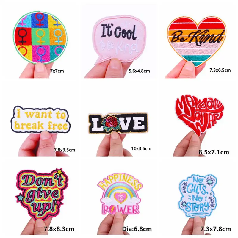 Prajna 10PCS Gay Pride Applique LGBT Embroidered Patches On Clothes Rainbow Heart Patches For Clothing Stickers Iron On Patches