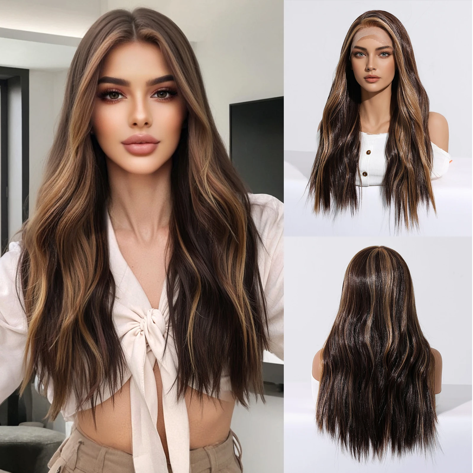 

Синтетический парик 13×6 HD Lace Front, 20 дюймов, длинный волнистый, с предварительно проработанной линией роста волос, медово-русый с мелированием, для женщин