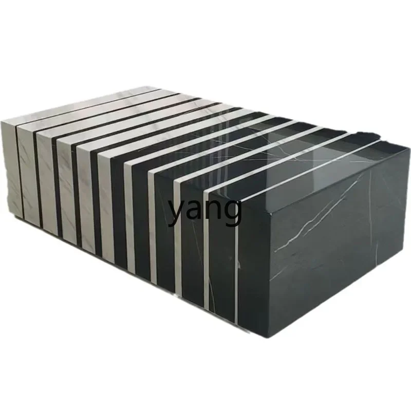 LTT。 Italian coffee table piano keys natural marble edge table Nordic Internet celebrity rectangular tea table