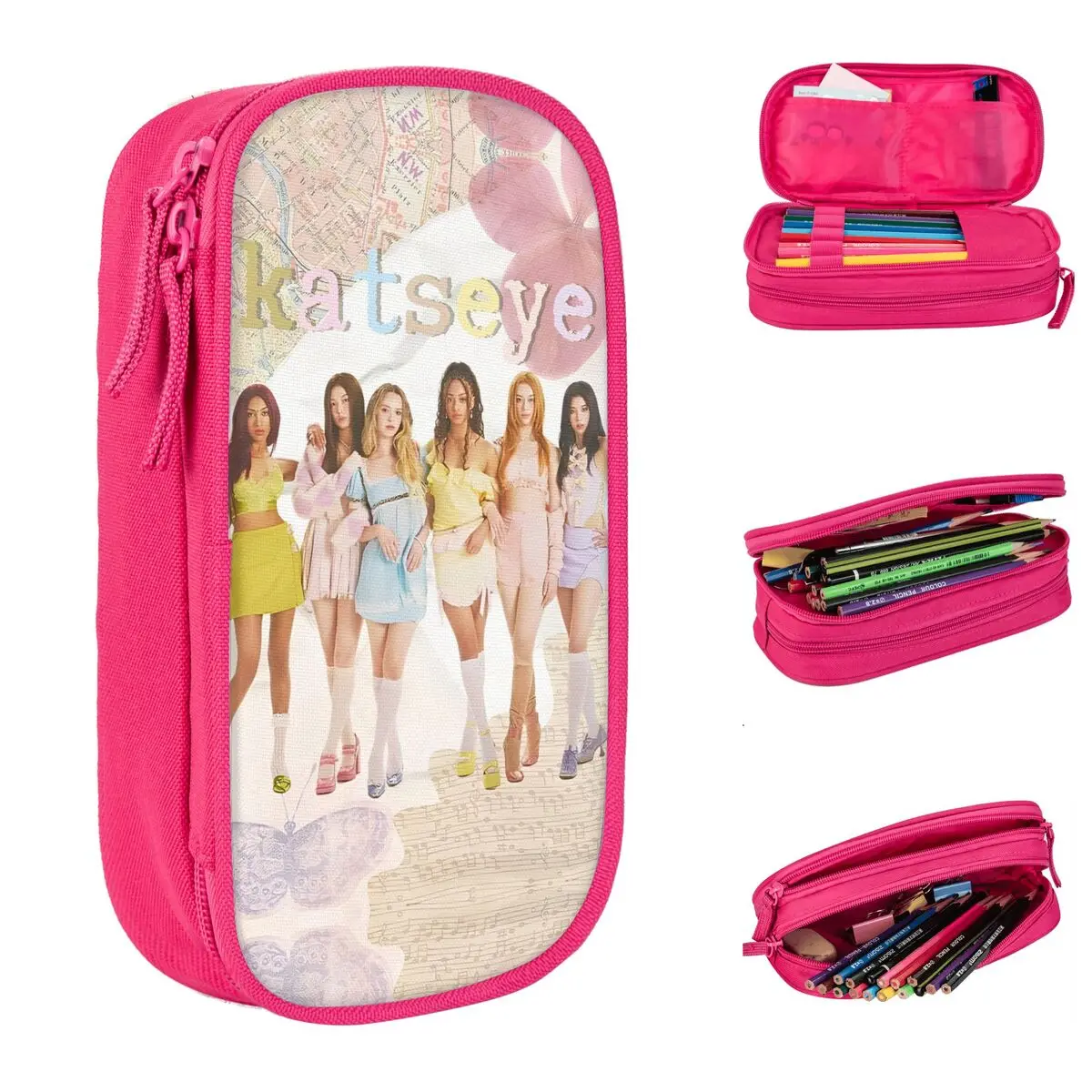 

Classic Katseye Kpop Idol Pencil Case Cute Pencil Pouch Pen for Student Large Storage Bags Students School Zipper Stationery