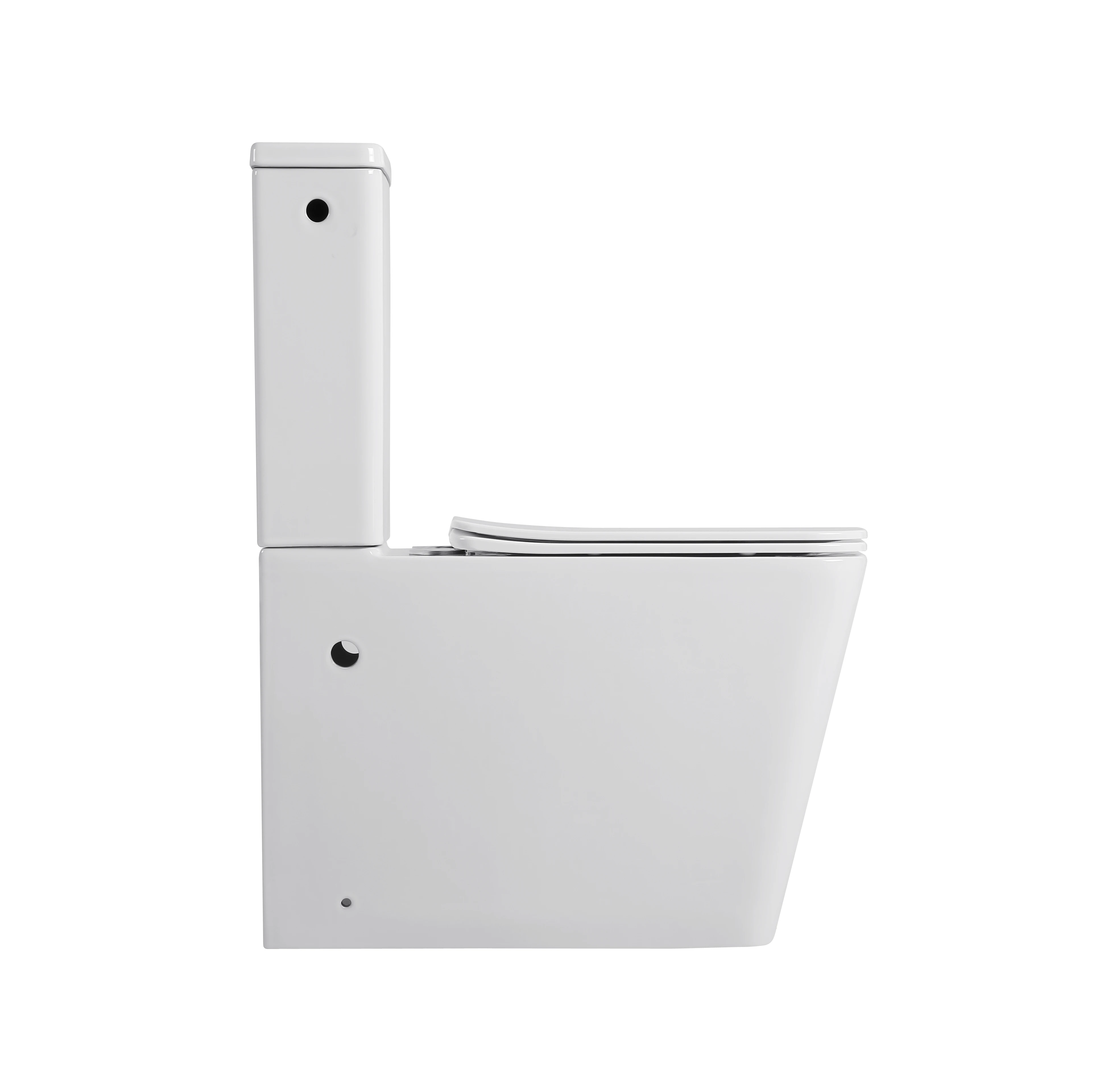Luxury White Ceramic Floor-Mounted Two-Piece Toilet, Modern Styling, Easy-Clean Surface, P-Trap Structure