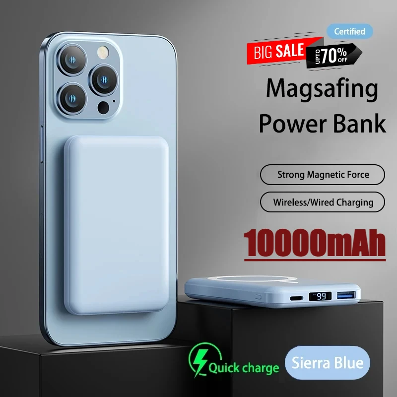 

10000mAh Magnetic Wireless Power Bank Portable Fast Charger for iPhone Samsung Xiaom 5000mAh USB C PD 20W External Battery