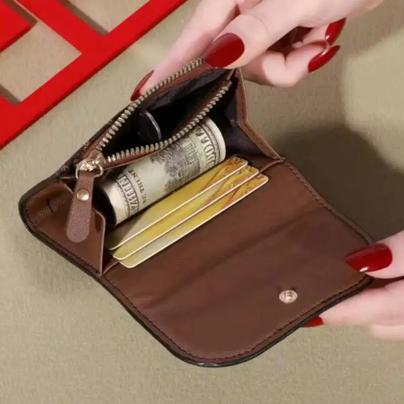 Portafoglio corto retrò alla moda, porta carte multifunzionale e versatile, pronto per uscire e prendi la borsa insieme