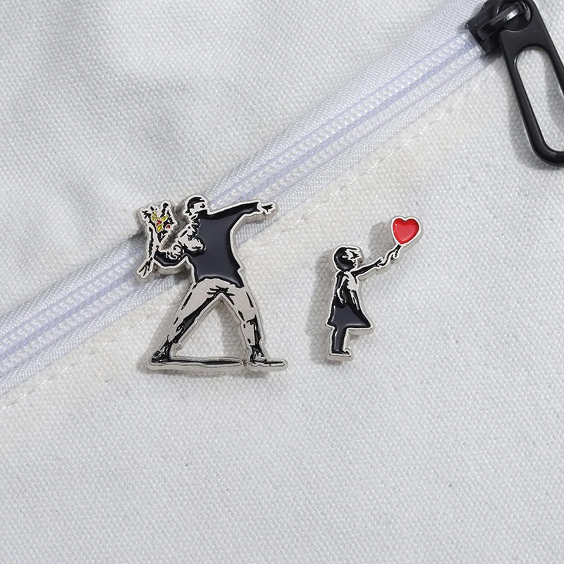 Vintage band peripheral Alloy brooch Cartoon love figure shape unisex clothing Badge Accessory pins wholesale gift to friends