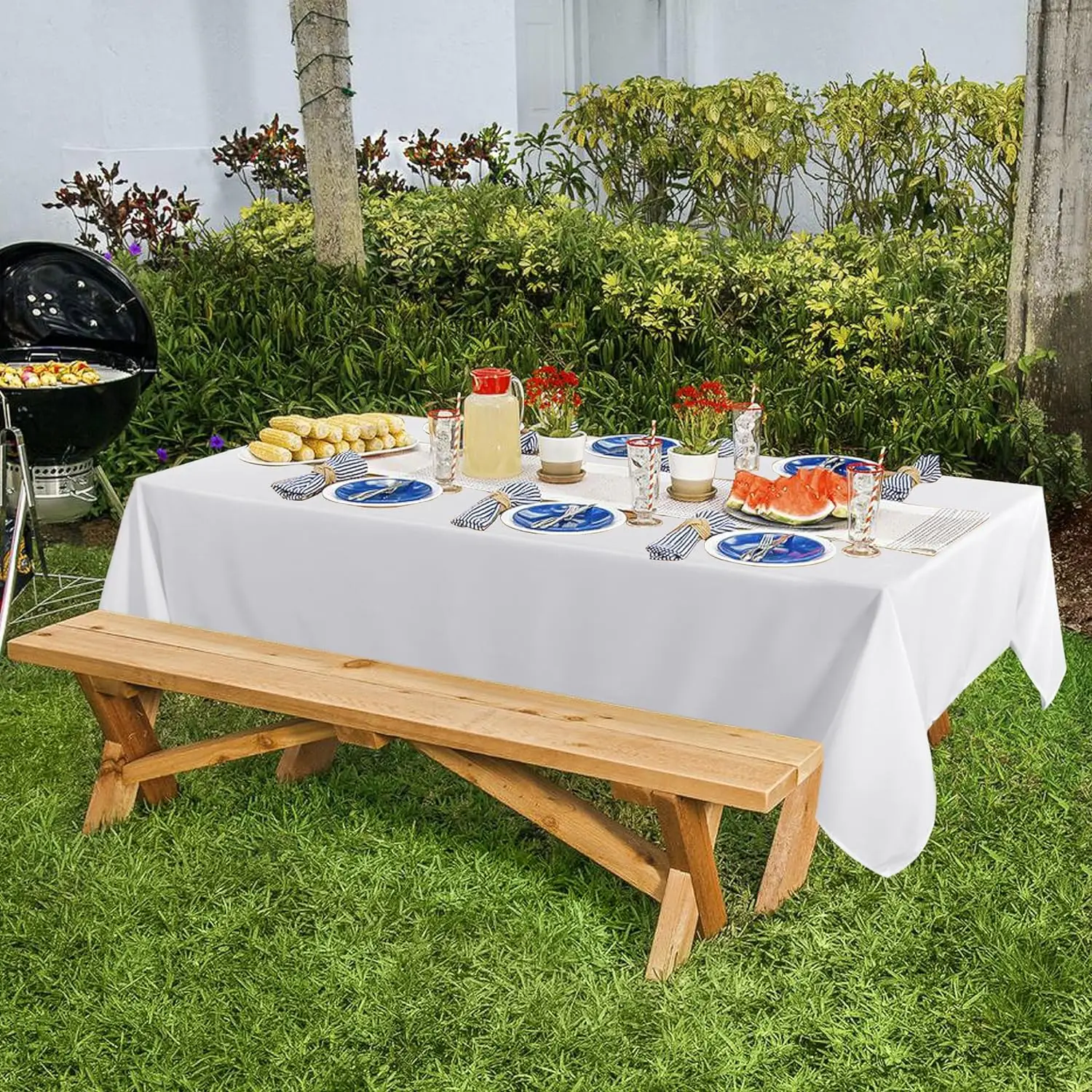 Mantel blanco impermeable antiarañazos, mantel de poliéster, tela decorativa lavable, cubierta de mesa para el hogar, comedor