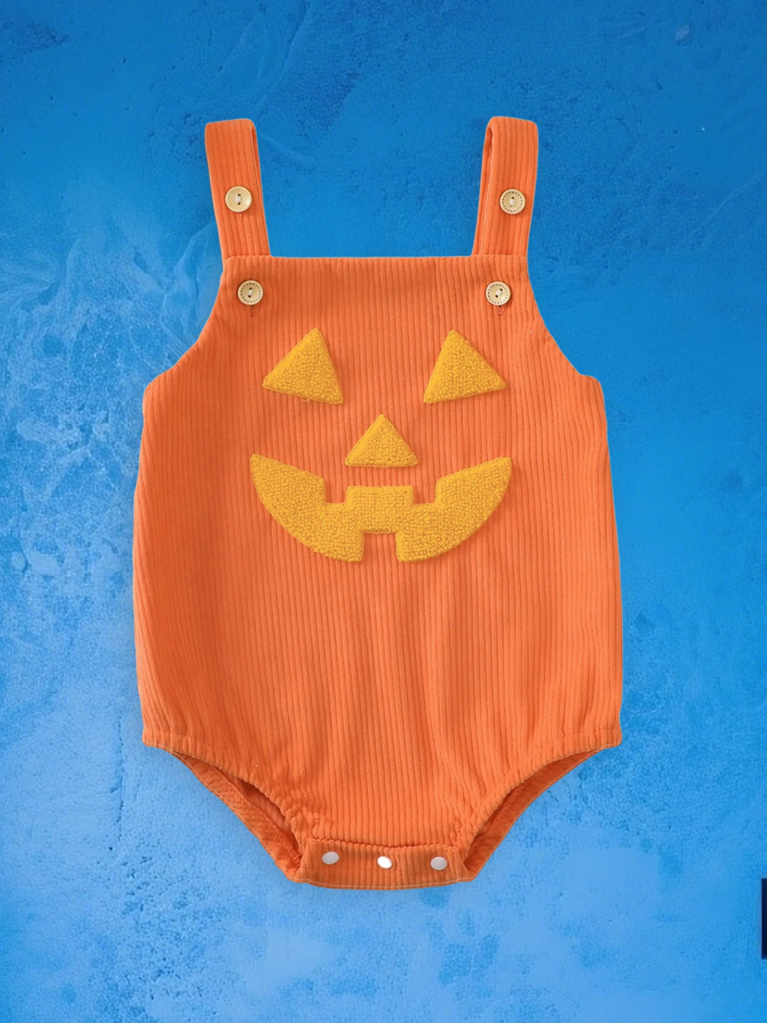 

Cute Infant Halloween Outfits Pumpkin Duck Embroidered Sleeveless Rompers for Baby Boys and Girls Adorable Overalls Bodysuits