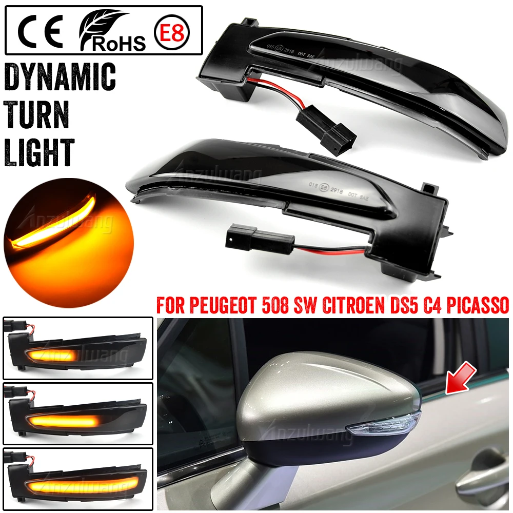 Side Mirror Flasher Lamp Dynamic Blinker LED Turn Signal Light For Peugeot 508 SW Citroen DS5 C4 Grand Picasso II