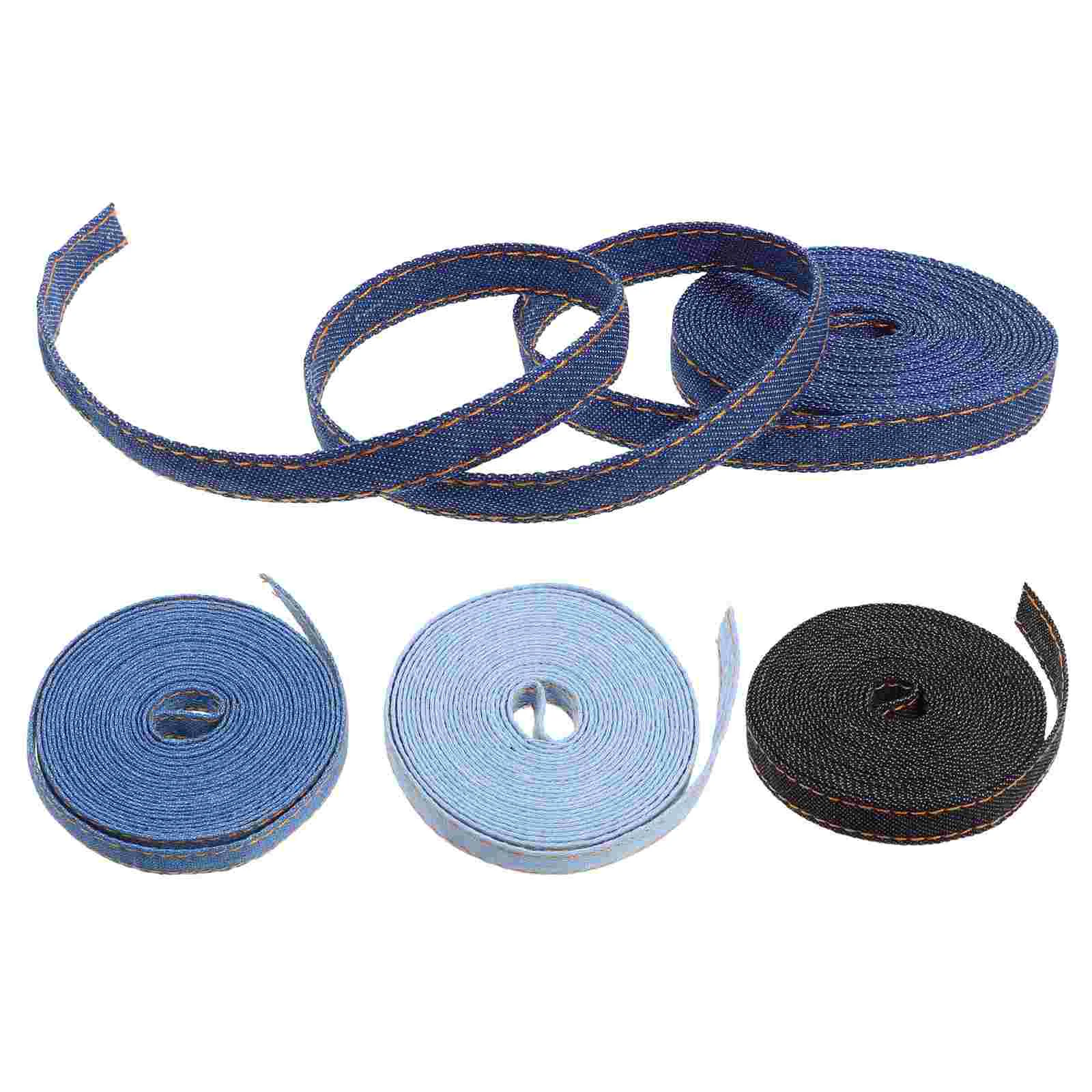 4 Rolls Denim Webbing Ribbon Ribbons Fabric for Sewing