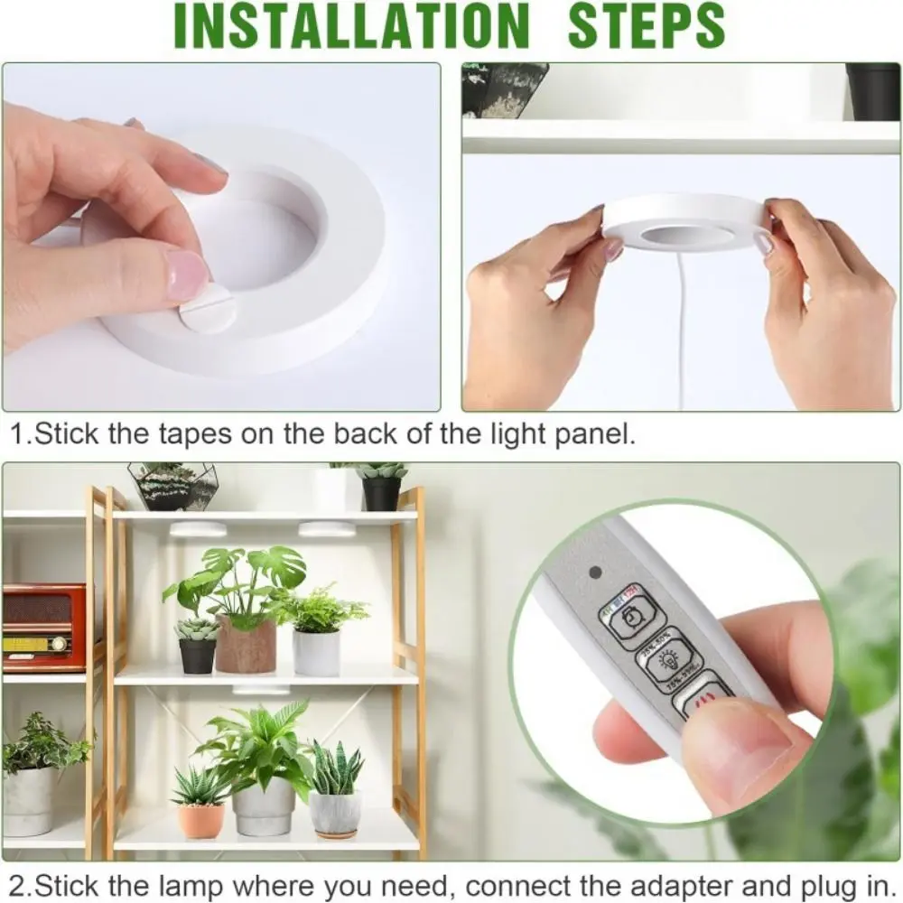 10 Dimming Levels Hanging LED Plant Light 1/2/3/4 Head Adjustable Under Cabinet Plant Lamp Ring Lamp Full Spectrum