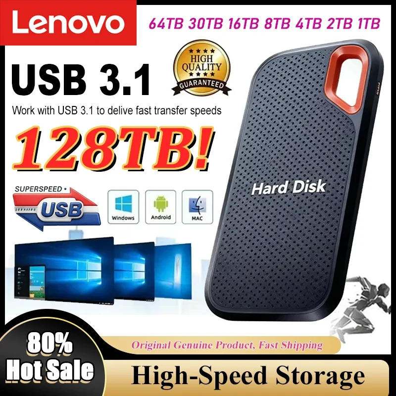 

Внешний жесткий диск Lenovo Mobile SSD E60 1 ТБ 2 ТБ 4 ТБ USB 3.1 для ноутбуков и PS5, мобильное хранилище данных HDD