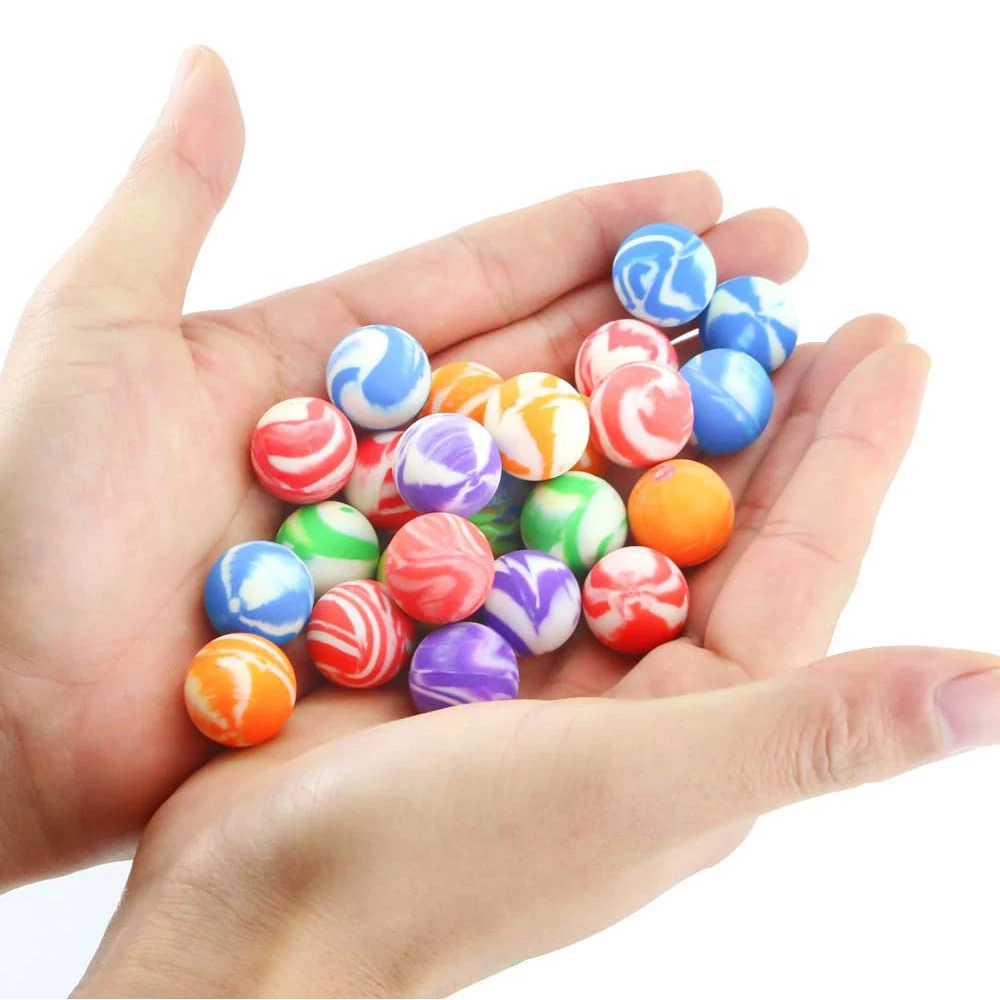 ZITUZY 30 Balles Rebondissantes Enfant Avec Rubans - Caoutchouc Coloré, Anniversaire Et Jeux Extérieur