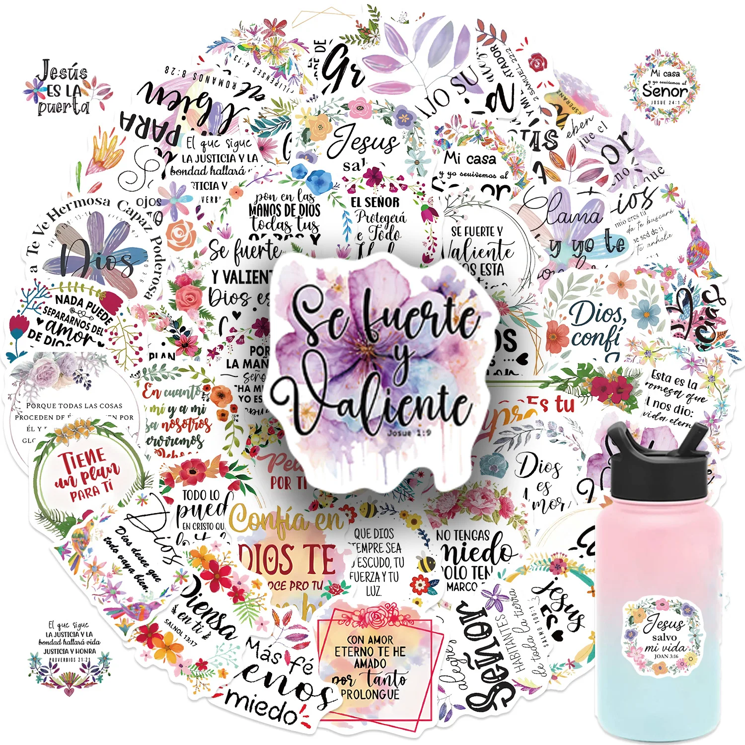 50pcs Spanish Motivational Words Graffiti Stickers For Laptop Phone Water Bottle Notebook Scrapbook Fridge Sticker Decal