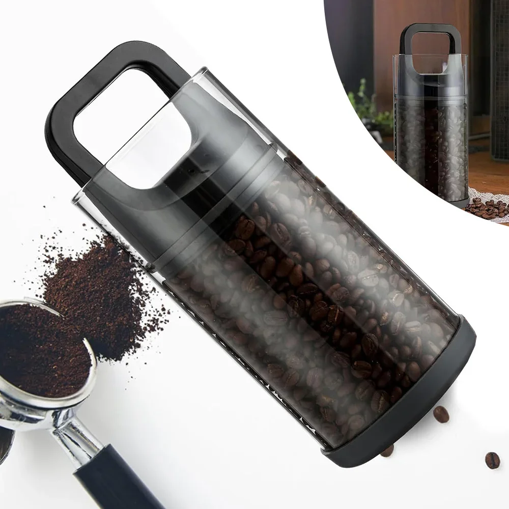1 Stück Vakuum-Aufbewahrungsglas aus Glas und ABS für Kaffee, Nüsse und Gewürze, Maße 10×20 cm, schwarz