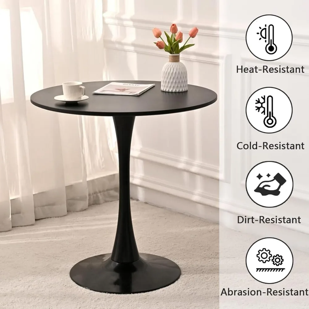 طاولة طعام عصرية بقاعدة سوداء مستديرة 31.5 من منتصف القرن، مناسبة لعدد 1-4 أشخاص #6