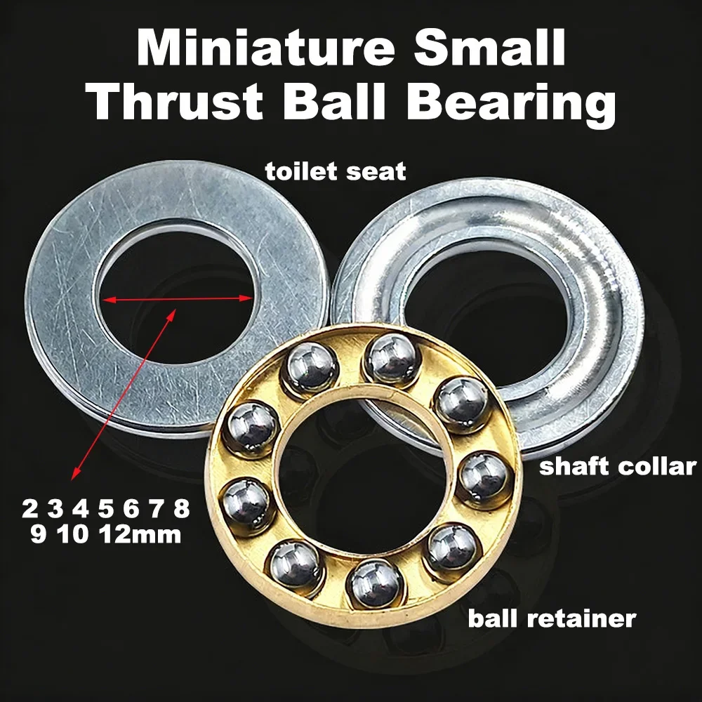 Miniature Thrust Ball Bearing Small Axial Pressure Ball Bearing Plane Thrust Bearing Bore 2 3 4 5 6 7 8 9 10 12mm For Machinery