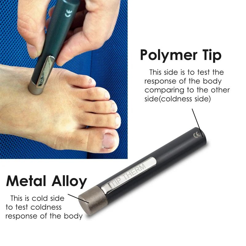 اختبار اعتلال الأعصاب الحسي التشخيصي السكري ، مقياس حرارة العصب للأقدام ، قلم الغدد الصماء ، ثيرم غيض السكري ، أداة اختبار البرد الدافئ