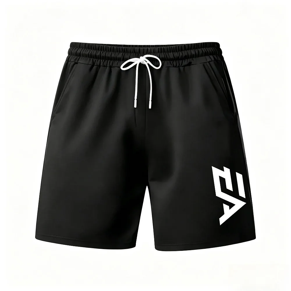 Geometric Abstract Symbol Print Men Sports Shorts Drawstring Elastic Waist Quick Dry Gym Casual Summer Short Pants