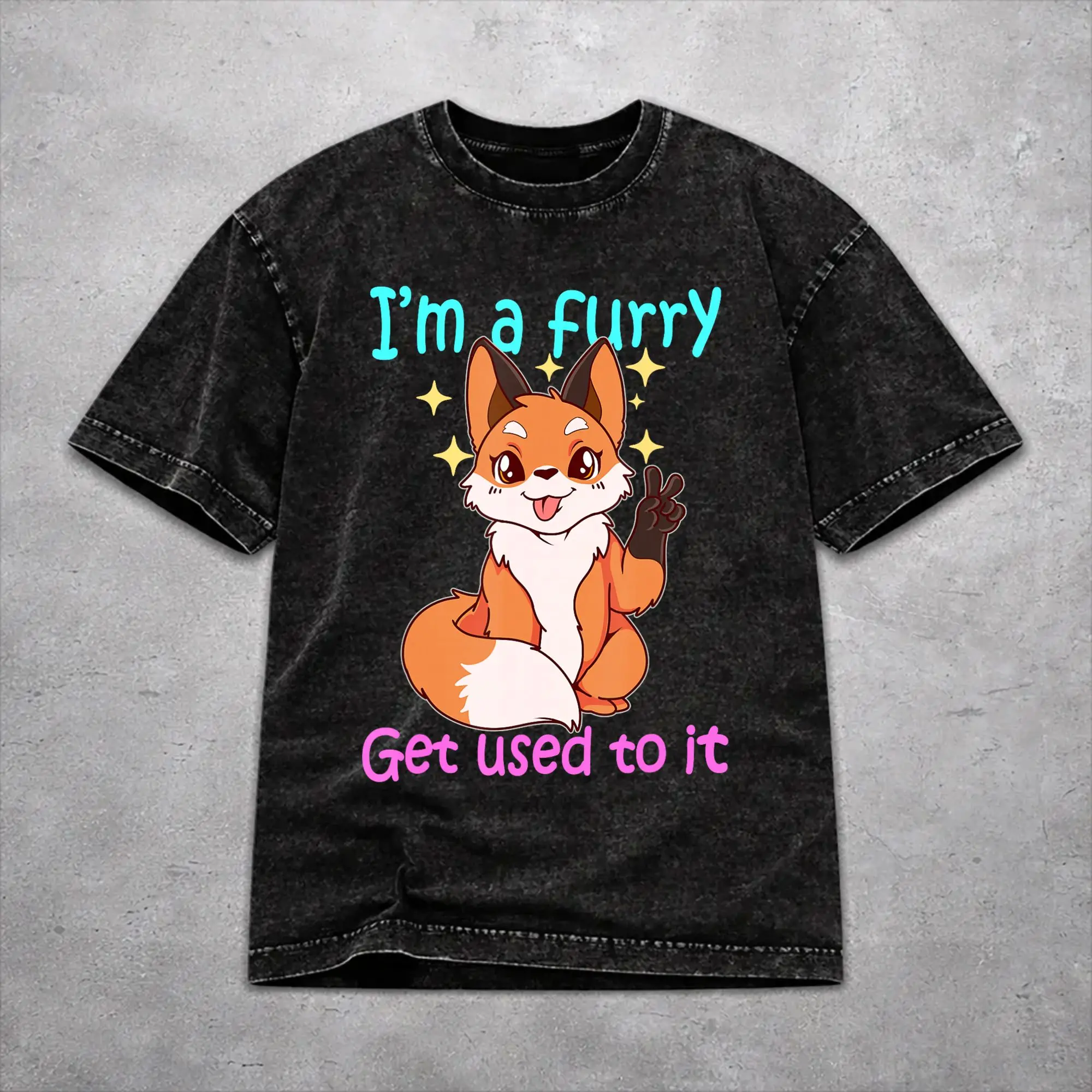 Harajuku Washed Shirts Funny Furry Gift Shirt Im A Furry Get Use to It   Novelty T Shirt Harajuku  Streetwear Short Sleeve