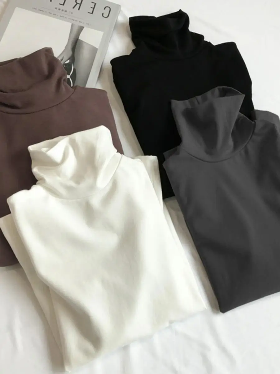 

Двусторонняя женская футболка Camere High-Ne с длинными рукавами для похудения, модная студенческая футболка 2023, зимняя пригородная...