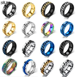 Cool Titanium Steel Rotatable Chain Rings for Couple High Quality Multifunctional Bottle Opener Ring Spinner Jewelry Punk Gifts