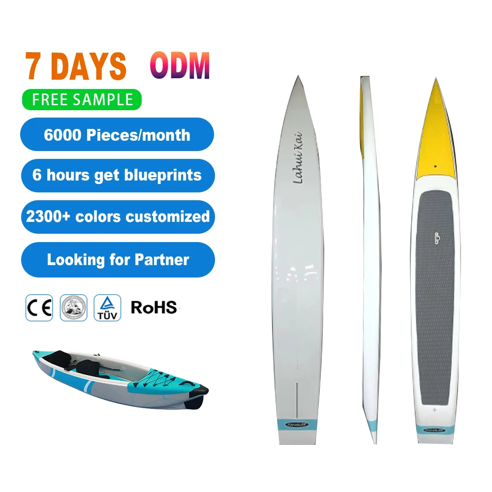 OEM Epoxy Fiberglass Soft Top 7 Veneer Surfboard With Fishtail Classic Short Hard Surfboard
