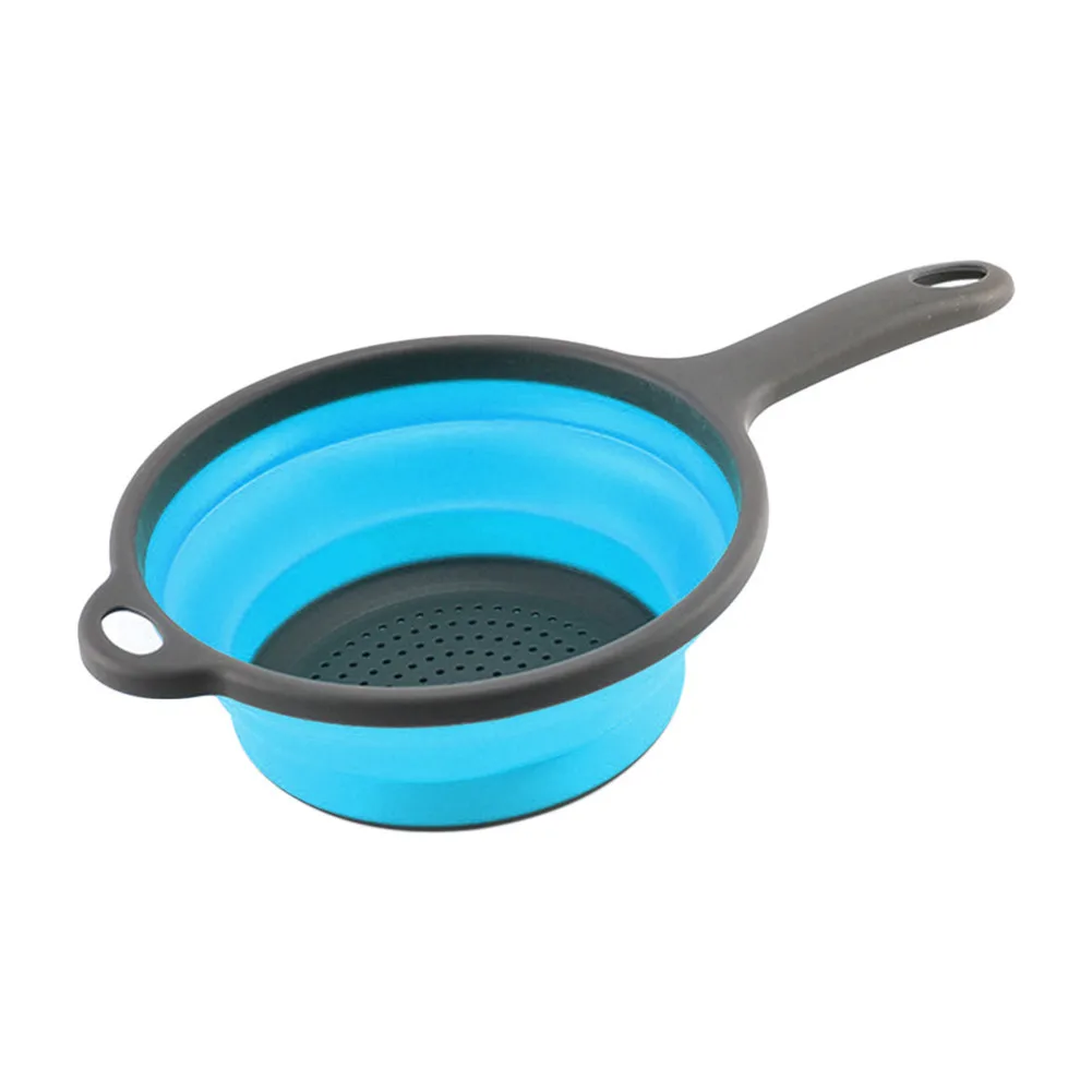 Folding Silicone Plastic Colander Drain Basket with Handle Fruit Vegetable Washing Strainer Kitchen