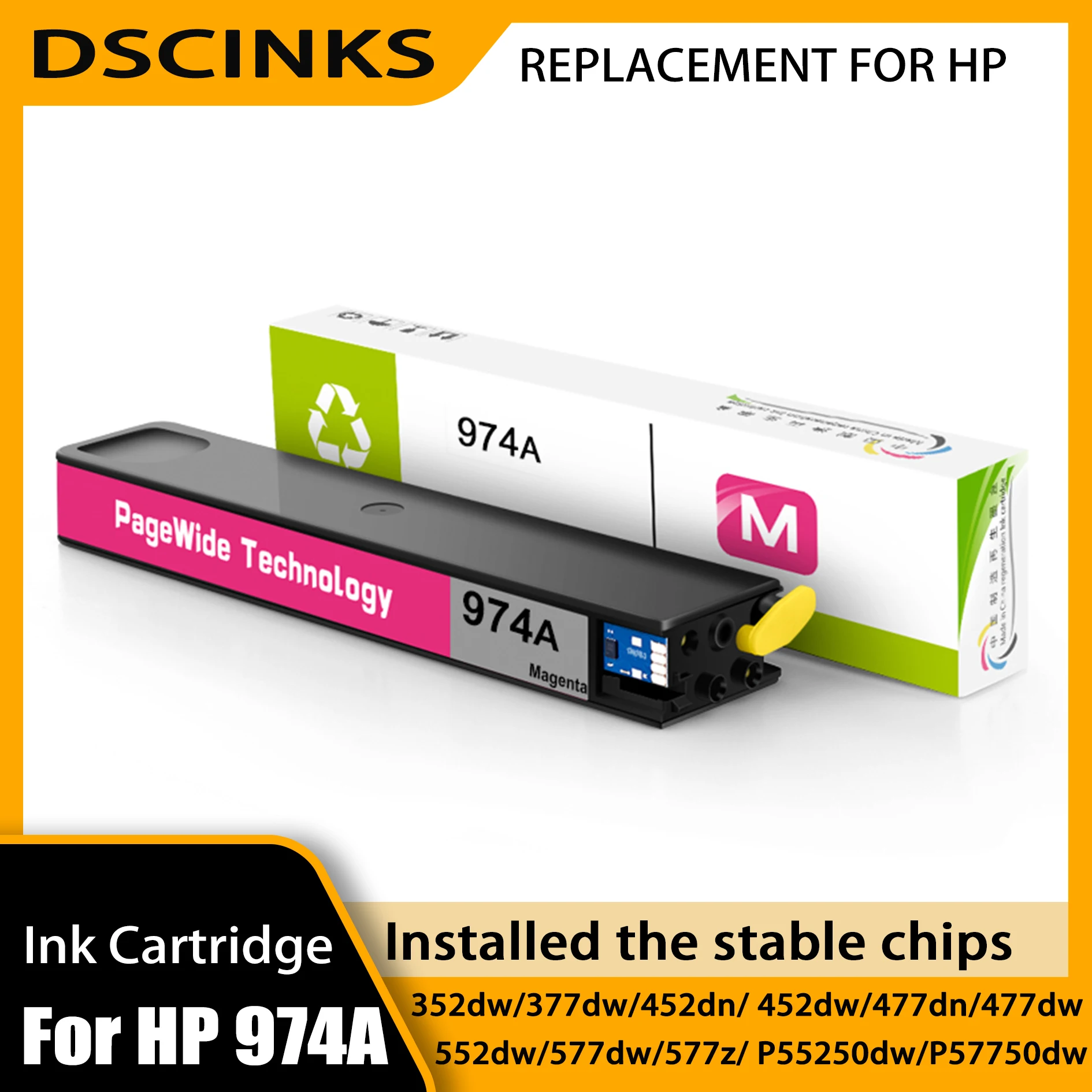 For HP 974A Compatible Ink Cartridge for HP Pagewide X352dw X377dw X452dw X477dw X577dw X552dw Managed P55250dw P57750dw Printer