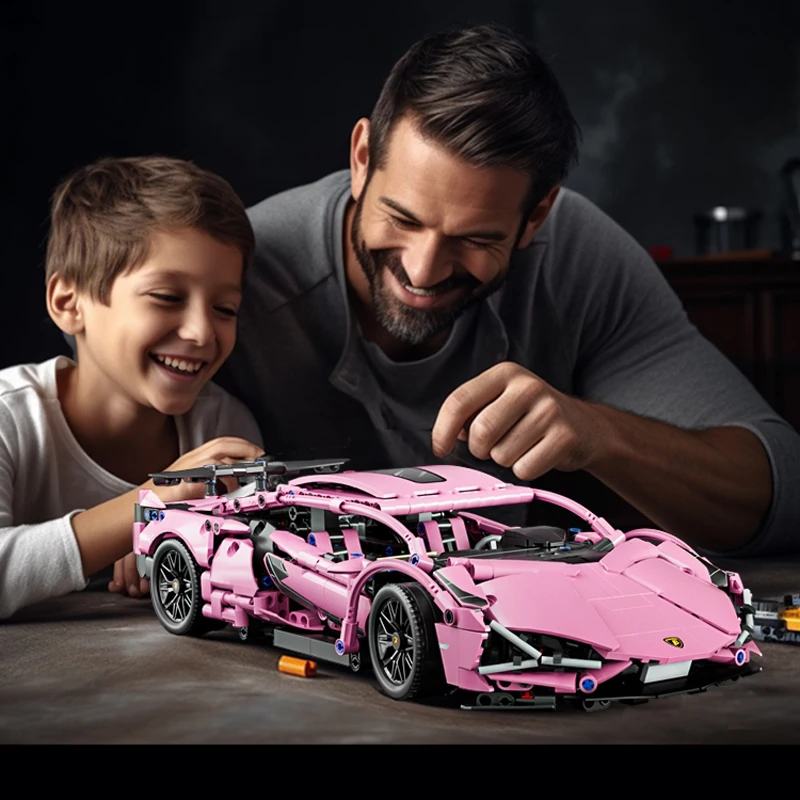 Technical Pink 1:14 Racing Car City Speed Building Block Model Sports Vehicle Assemble Bricks Toys For Kids Adult Gifts