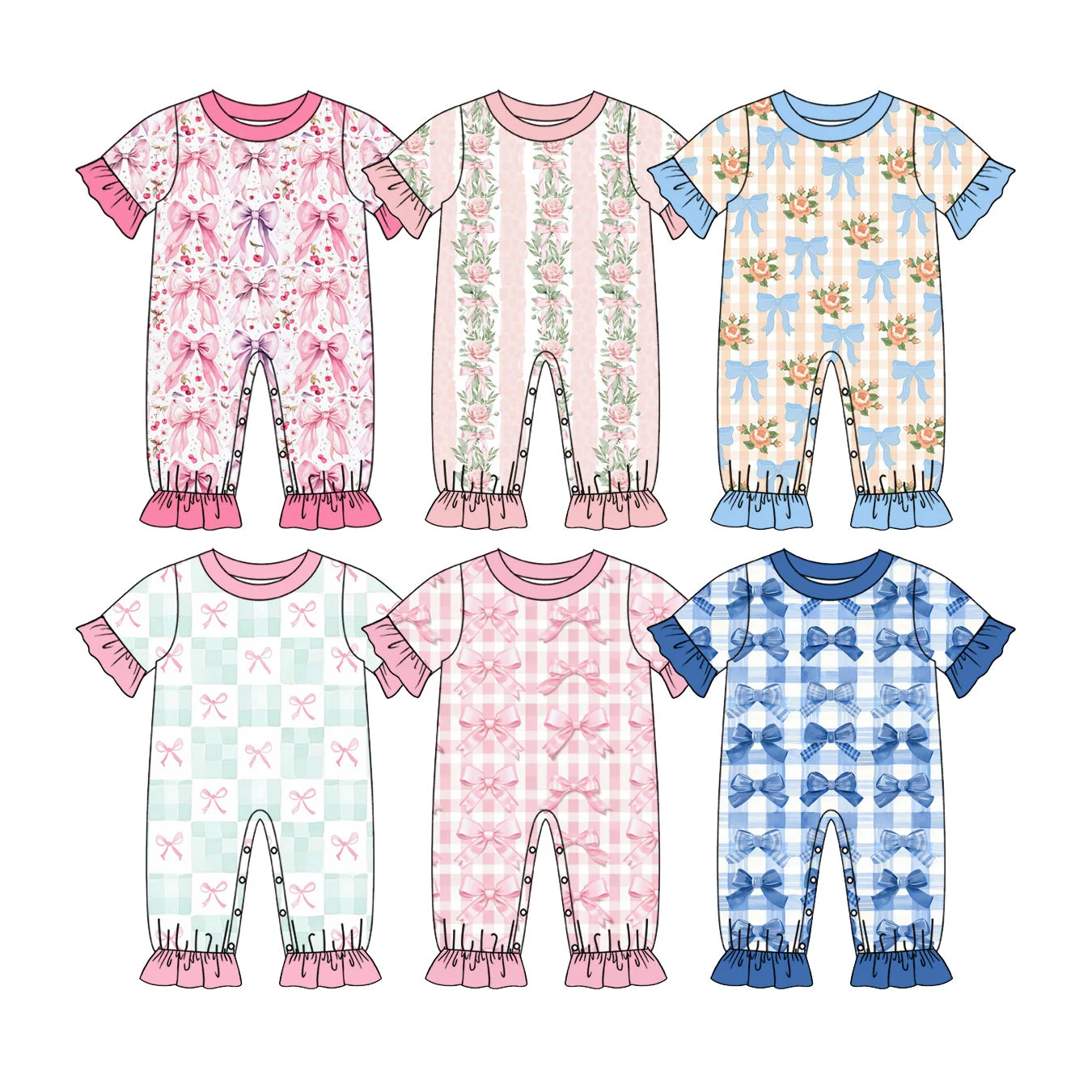 Cotton Baby Onesies Zipper - Tutina per neonata con motivo a