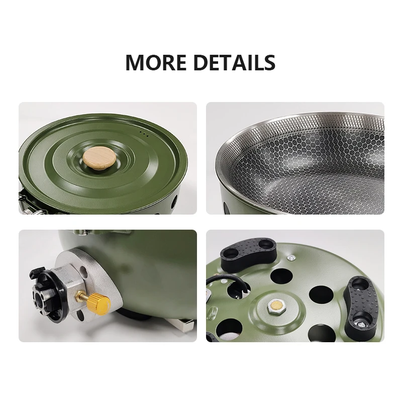 Nuovo fornello a gas da campeggio pentola integrata portatile da campeggio picnic fornello a gas butano antivento per escursioni all'aperto cucina