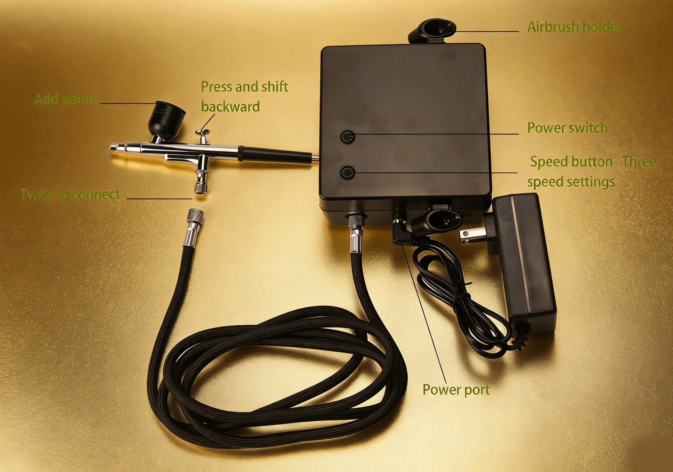Portable Dual-Action Airbrush Gun with Mini Air Compressor Set, Ideal for Painting, Makeup, Art, Cake Decorating, Nail Art, Mode