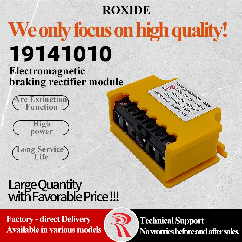 Nr 19141010 Motor Brake Rectifier, Input AC230-480V, Output DC105-215V, Half-Wave Rectifier for Motor Brake Systems
