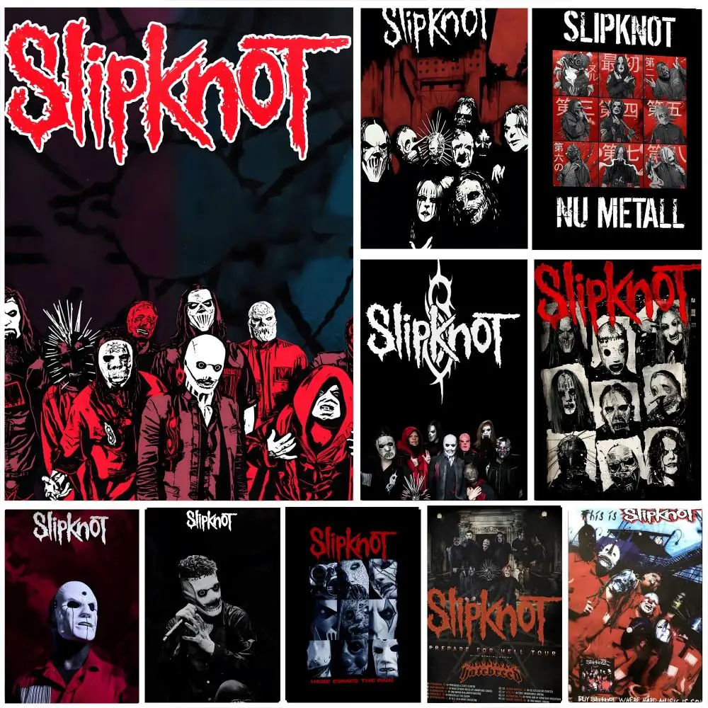 S-Slipknot Rock Roll Band Retro Poster Self-adhesive Art Waterproof Paper Sticker Coffee House Bar Room Wall Decor