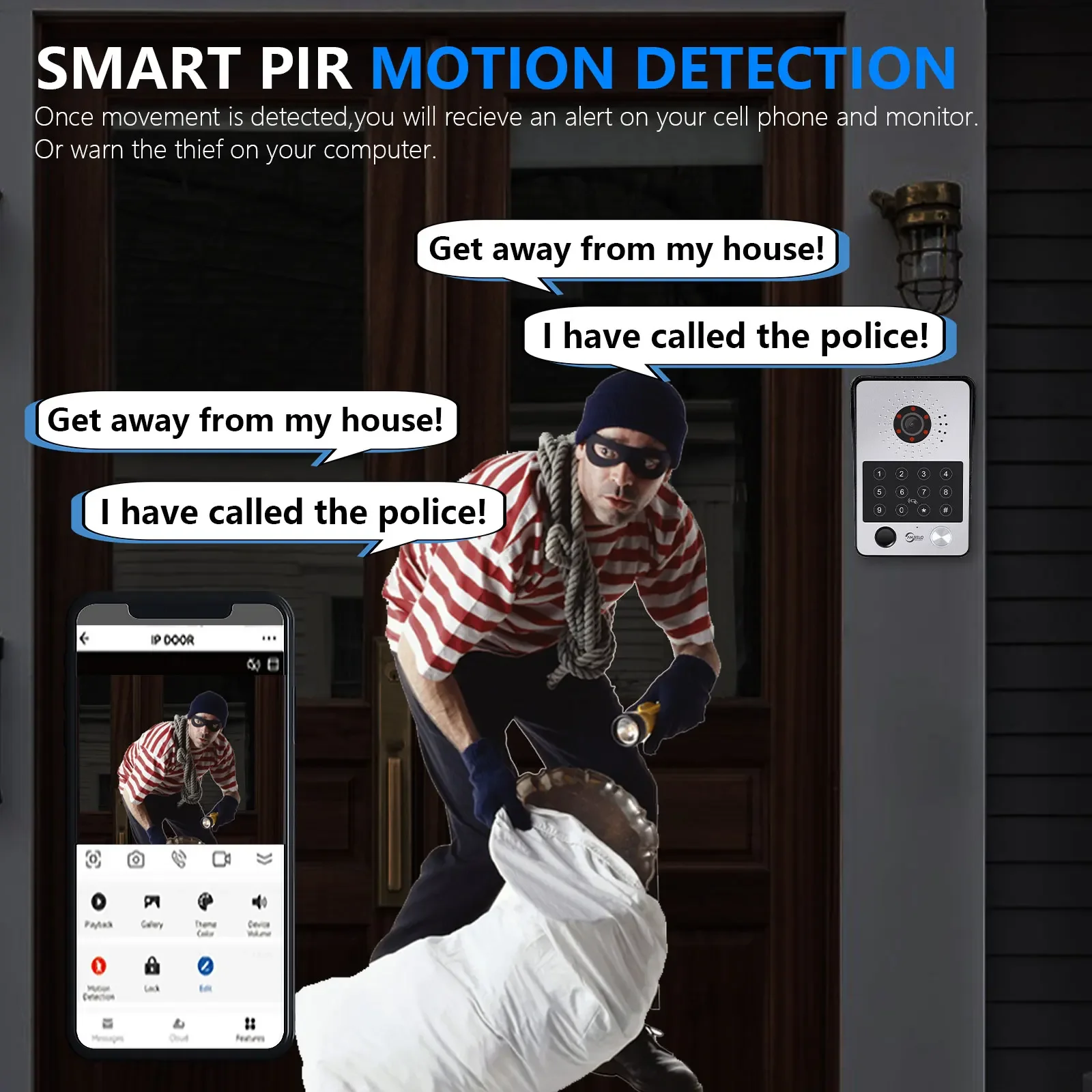 ANJIELO 5in1 ปลดล็อคลายนิ้วมือ Tuya สมาร์ท WiFi Video Intercom ระบบประตูวิดีโอโทรศัพท์กล้อง Motion Detector 1080P