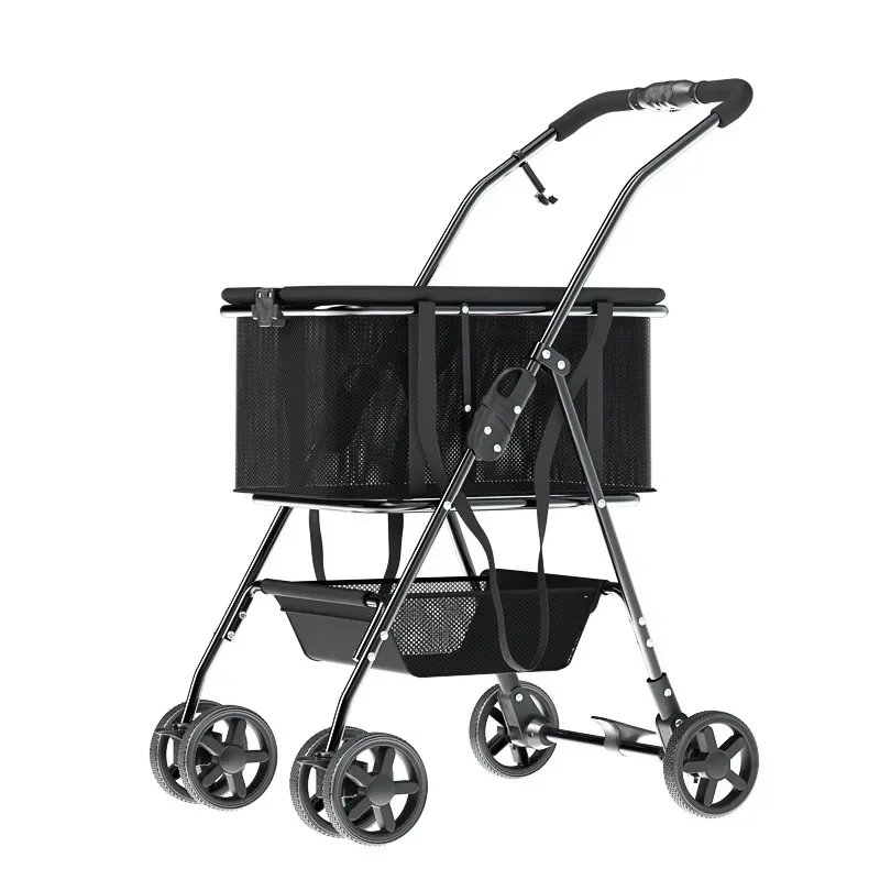 Portable Shopping Cart with Lightweight and Sturdy Frame Compact Dog Stroller for Easy Transportation