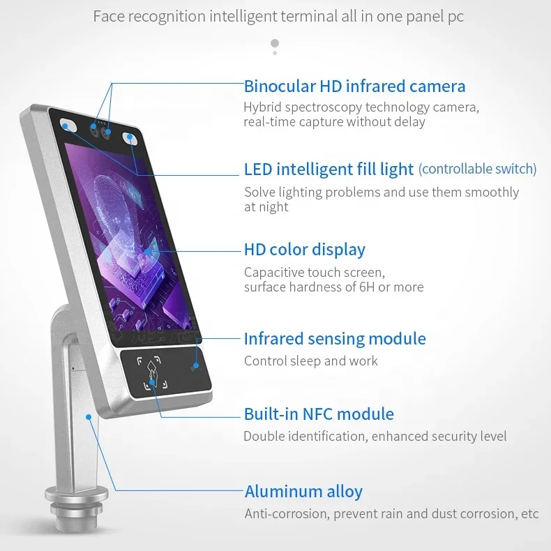 IP66 waterproof dustproof android face recognition non-contact thermometer for automatic motorized door