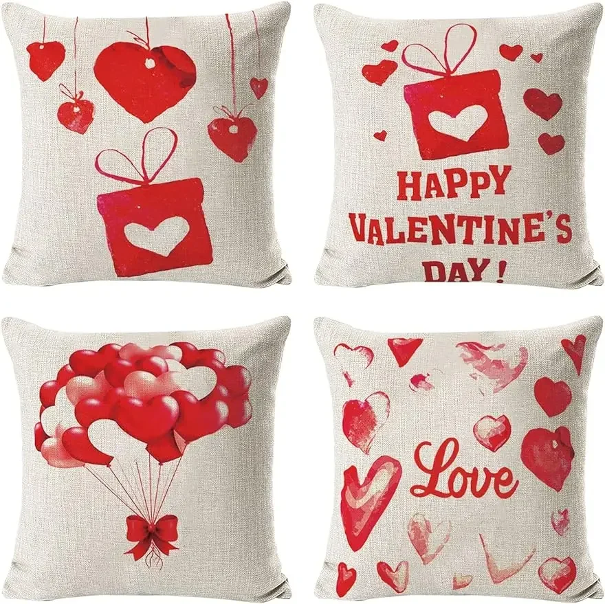 Dekoratif yastık kılıfı kırmızı pembe aşk kalp desen tatil yıldönümü dekorasyon kanepe ev dekorasyon tutan minder örtüsü