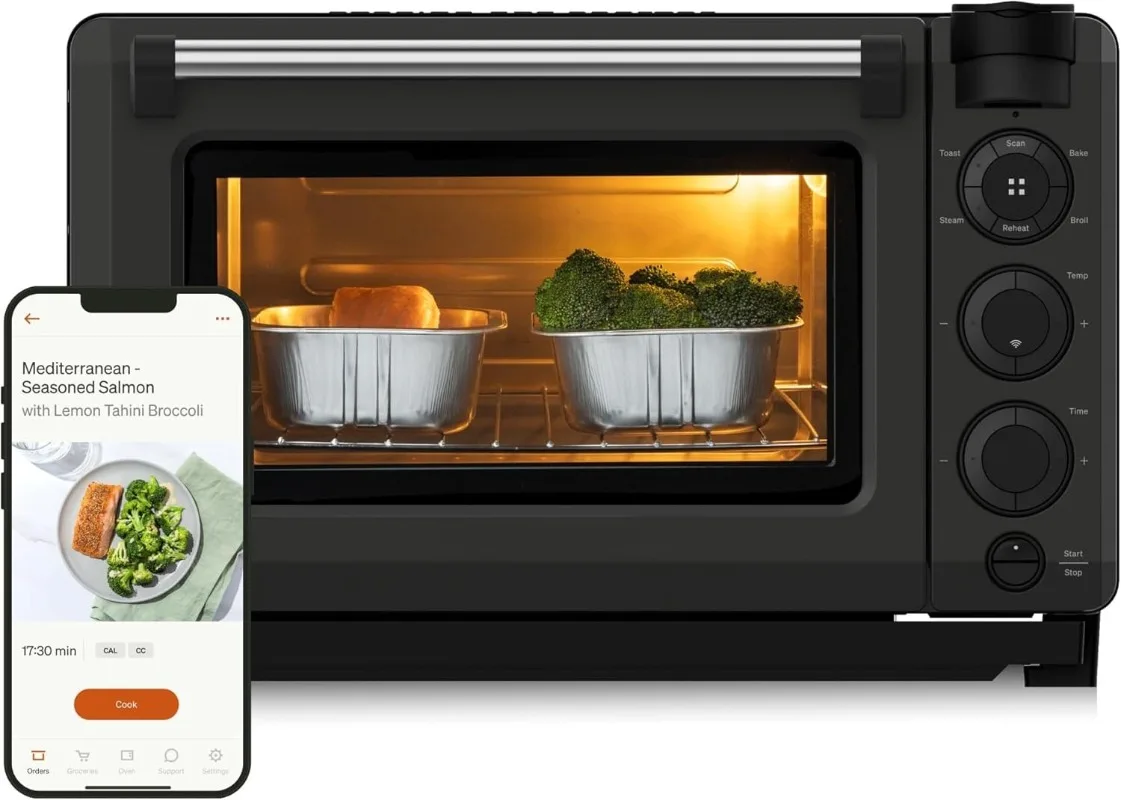 

Умная печь Smart Oven Pro, 6-в-1: конвекционная печь для столешницы — приготовление на пару, тостирование, жарка без масла, запекание, гриль, разогрев — управление со смартфона
