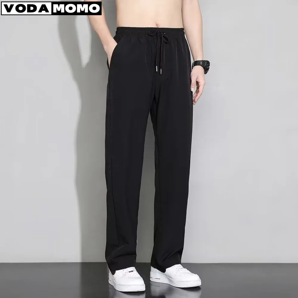 

2024 Spring Summer Thin style Tencel Wide Leg Pants Men's Simple Versatile Casual Trousers Fashion Loose Straight Overalls Male