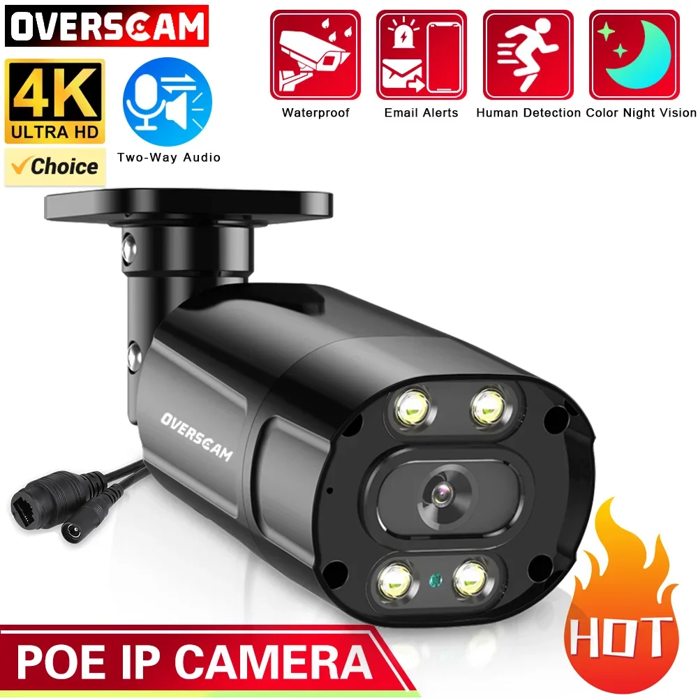 

New 4K 8MP IP Camera Two-Way Audio Outdoor POE H.265 Metal Bullet Human Detect CCTV Home 5MP Color Night Vision Security Camera