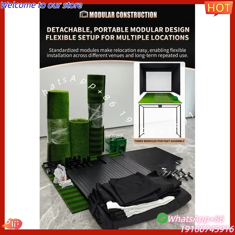 2026Hot DIY Home Golf Simulator Cage Quick Setup Modular Enclosure with Impact Screen and Golf Mat